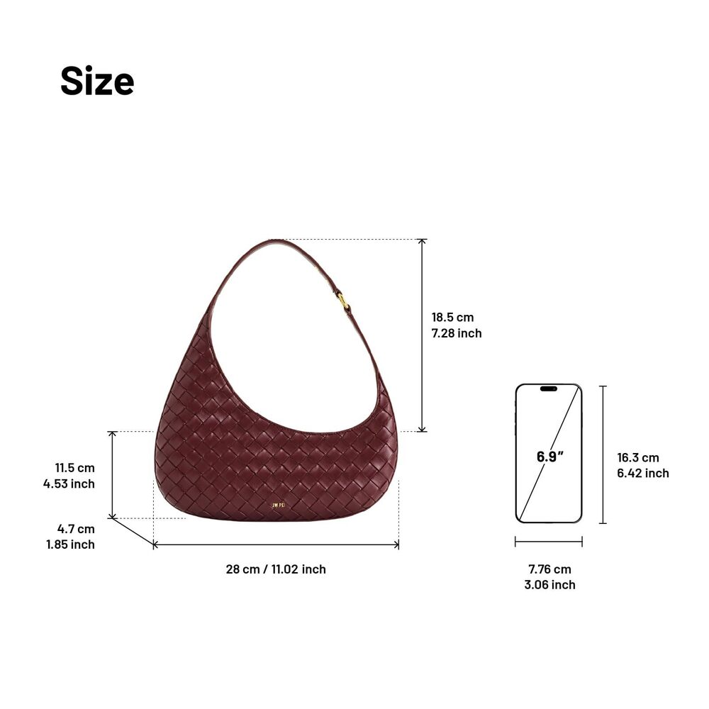 7933 Harlee Weave Texture Shoulder Bag - Burgundy - Picture 5 of 8